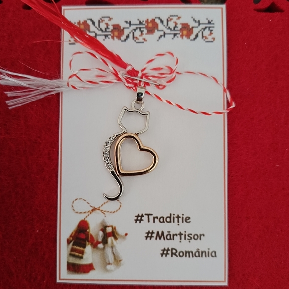 ❤️Martisor / Martenitsa Romanian Traditional Spring Charms Lot of 2 Kitty Heart - Picture 3 of 6
